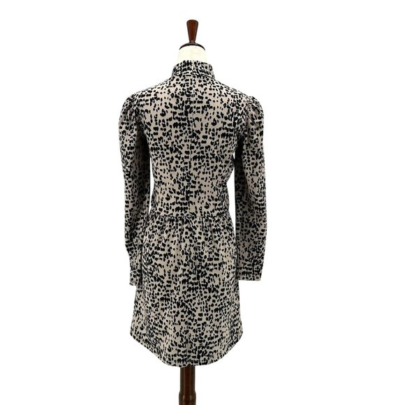 LA Vie Rebecca Taylor Womens Small Dress Animal Print High Neck Mini Tan Black - Picture 4 of 8